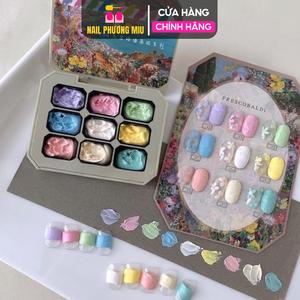 Set Gel Thạch Cao 9 Màu Vẽ Nổi Tone Pastel Lì Siêu Đặc Mướt Làm Nail, Sơn Gel Thạch Cao Nhũ Vẽ Móng Siêu Sáng Women Nữ