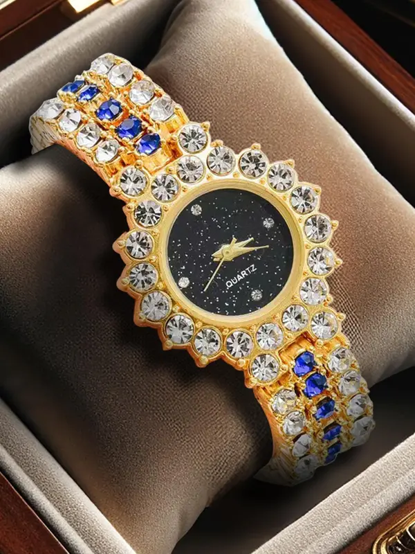 Women's Elegant Fashion Watch & Jewelry Set, Including Round Dial Wristwatch & Pendant Necklace & Ring & Earrings & Bracelet, Trendy All-match Watch Set for Gift 5