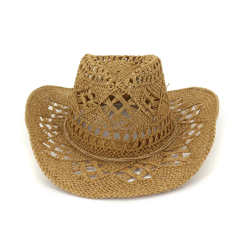 New Spring Summer Outdoor Unisex Couple Hats Travel Sun Protection Sun Hat Western Cowboy Straw Hat Handwoven Straw Hat 5
