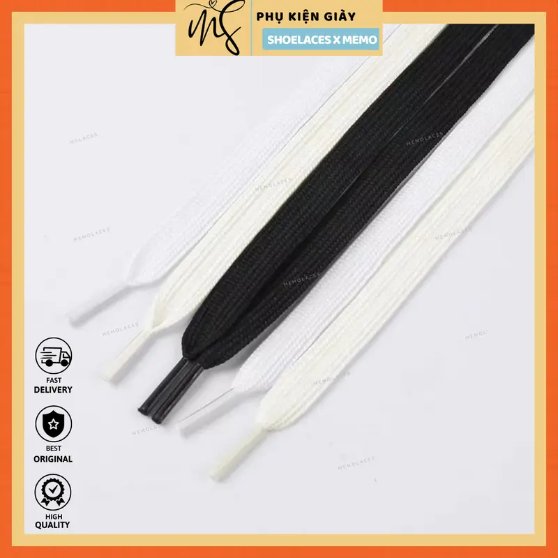 Dây giày dành cho giày thể thao màu đen, trắng, be kem MLBA 120cm 5