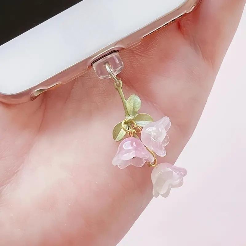 Product Introduction of Korean Cute 3D Floral Pearl For Phone Anti Dust  Charge Port Plug For iPhone Type C Dust Protection Stopper Accessories 0