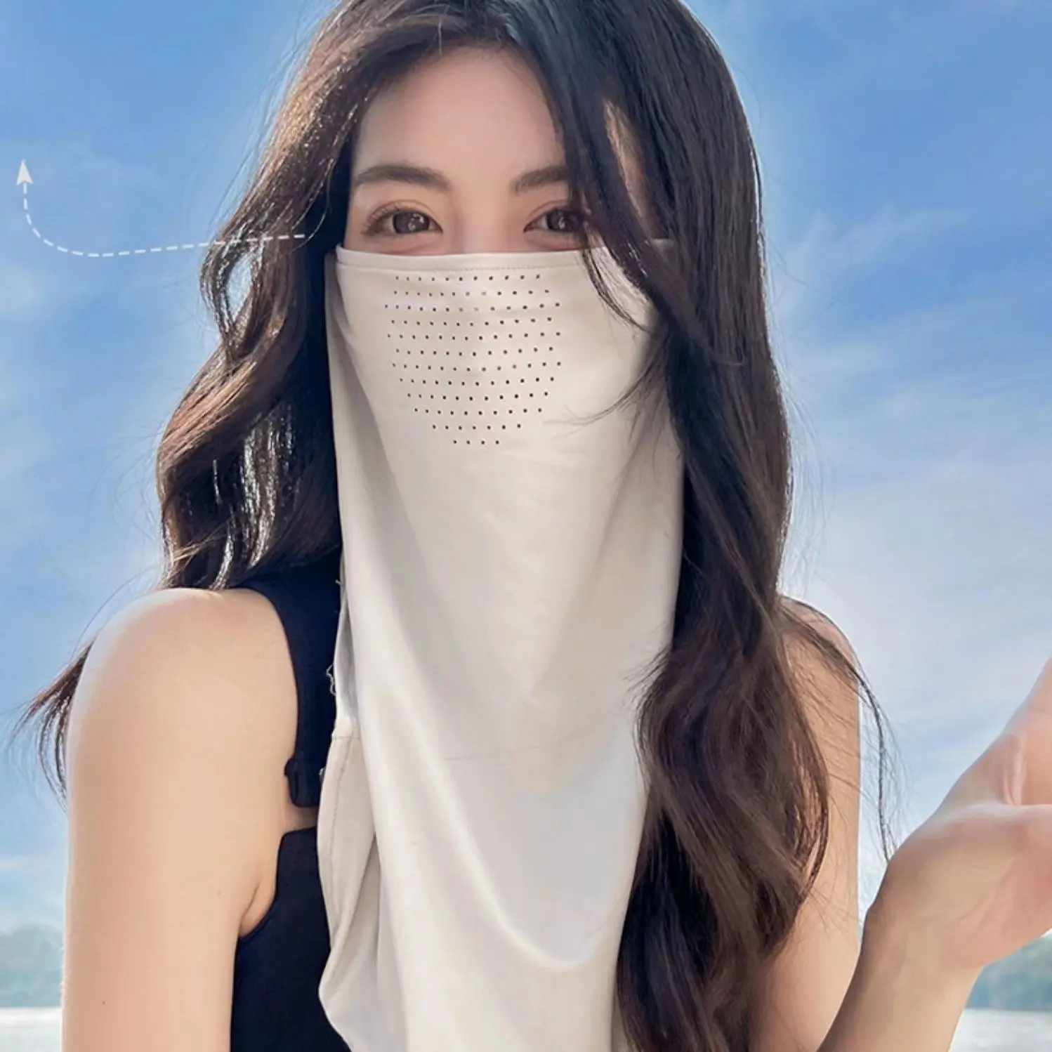 2025upf50 + Ice Silk Sun Protection Mask Men and Women Summer Outdoor Cycling Mask Sun Protection Full Face Towel Veil Breathable