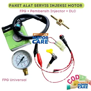 Paket Fuel Pump Tester UNIVERSAL + Alat Pembersih Injector Alat Pengukur Tekanan Pompa Bensin + DLC Short Connector LENGKAP PRAKTIS MURAH Car Injektor