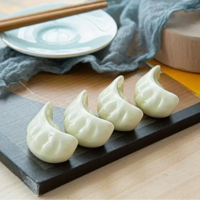 Cute Dumpling Shaped Ceramic Chopstick Holder, 2 Counts/set Japanese Style Chopstick Rest, Kitchen Utensil Holder, Home Organizer 4