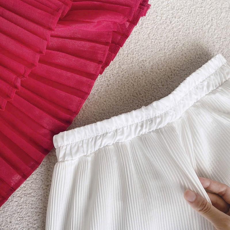 Set áo yếm hồng + quần dập li trắng 8