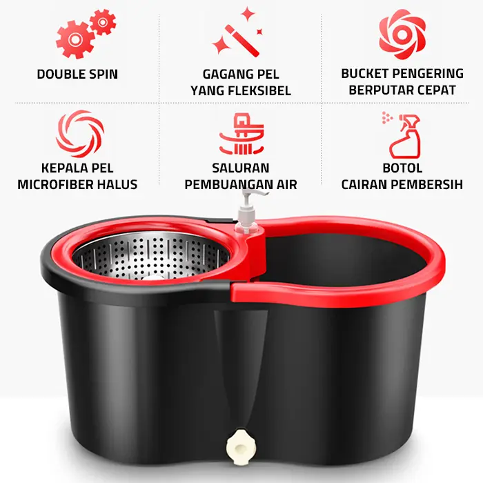 GM Bear Alat Pel Lantai Praktis 1018 - Ultra Spin Mop Aclima Black 1