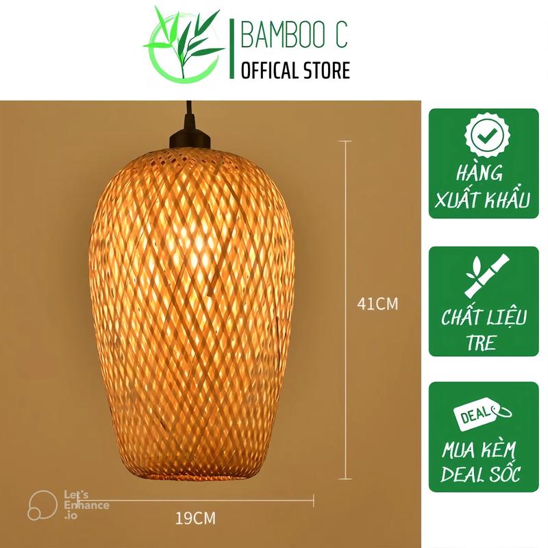 Đèn tre tròn 2 lớp đèn treo đèn lồng mây tre đan trang trí khách sạn nhà hàng quán cafe nhà hàng nhót dài
