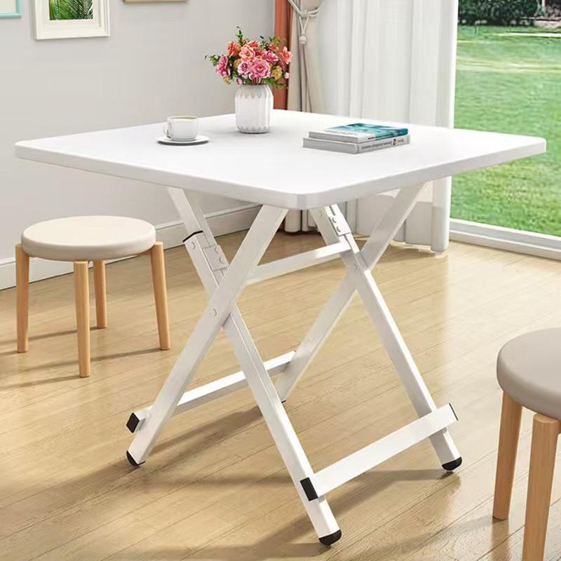 XiaoZhou-Foldable Dining Table - Warm White, 70x70x72cm, Artificial Plate, 25kg Load 8