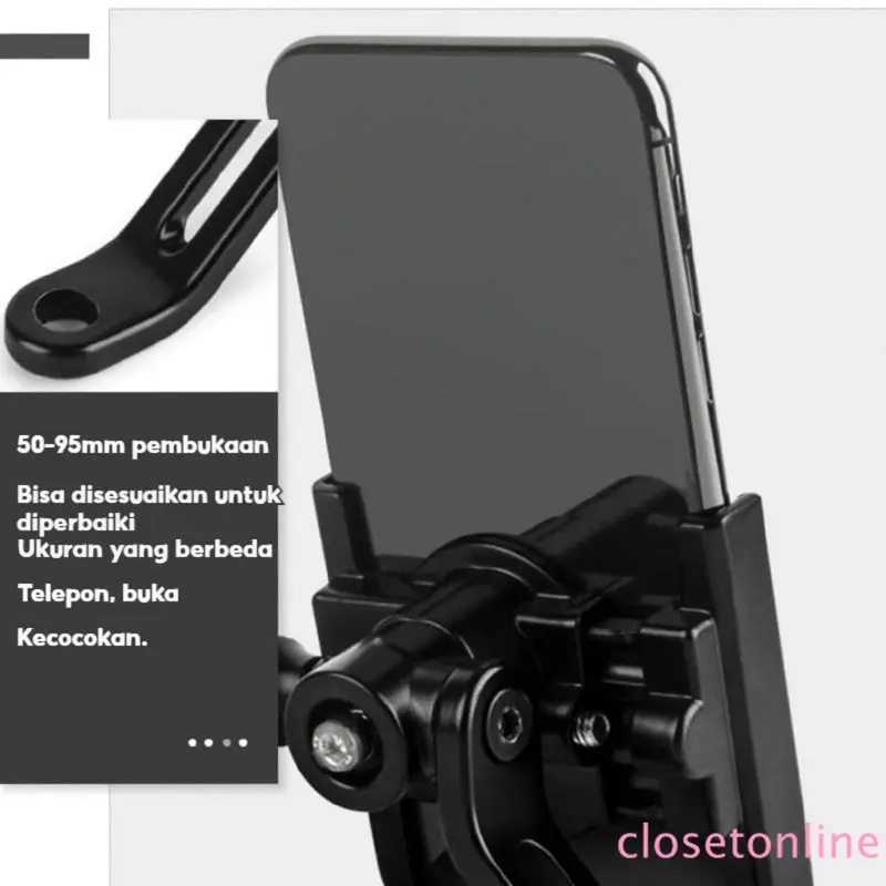 Holder Telepon EV Sepeda Motor - Alumunium. Tahan, bergaya. Cocok telepon & baterai. Aman, tahan getar. Bantalan navigasi. Aksesori berkualitas. Holder Sepeda Motor, Aksesori Sepeda Listrik 2