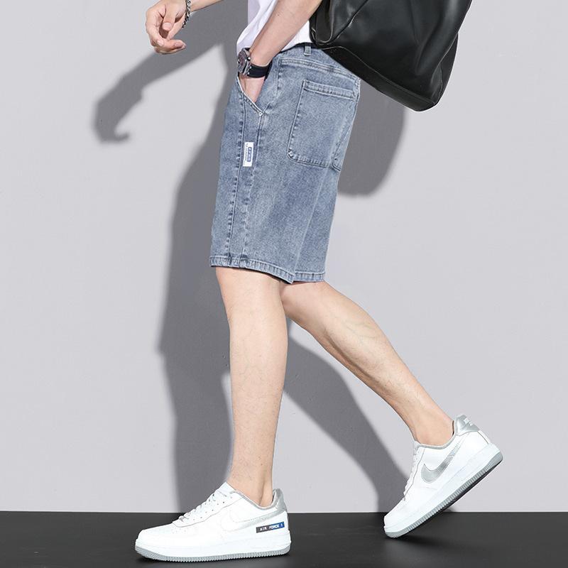 Quần Short Denim, Màu Xám Đen, Dành Cho Nam Giới, Phong Cách Mùa Hè Mới, Phong Cách Hồng Kông Ins, Hợp Xu hướng, Quần Ống Rộng, Mỏng Và Thẳng, Quần Thường Ngày 2