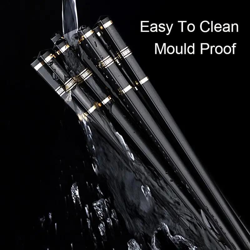 Product Introduction of Alloy Chopsticks, 5 Pairs Durable Non-slip Chopsticks, Modern Design Chopsticks, Easy To Clean Kitchen Utensils for Home Use 7