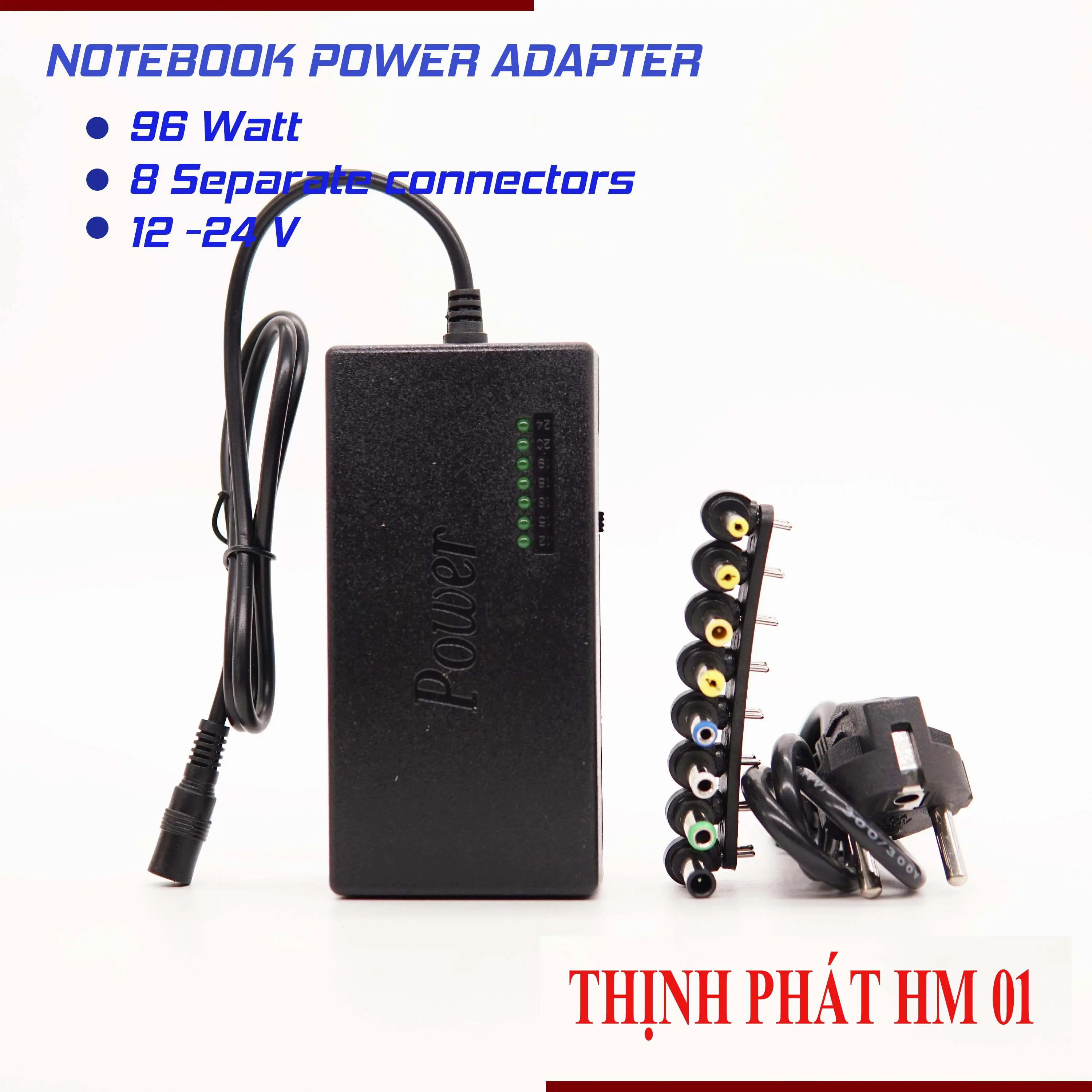 Sạc Laptop đa năng 8 Đầu 96w - Adapter Đa Năng Laptop Và Màn Hình LCD, INUT 220V . OUTPUT 12/15/16/18/19/20/24V