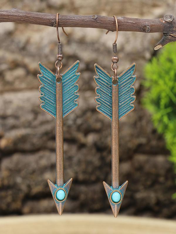 Boho Turquoise Texture Shell Tassel Hollow Arrow Feather Decor Dangle Earrings (3 Pairs), Vintage Trendy Dangle Earrings, Fashionable Jewelry for Women for Daily & Party Decoration Gifts 3