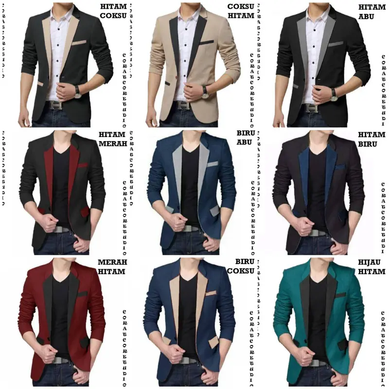 CORATCORETUDIO Blazer Cowok Jas Pria Jumbo Big Size Laki Laki HIJAU TOSCA MUDA CERAH TURKIS KOMBINASI HITAM HIJAU HITAM Blazer Jas Katun Stretch Wanita Cewek Perempuan Polos Kantor Office Kerja Resmi Formal Casual 8XL 7XL 6XL 5XL 4XL 3XL XXL XL L M S XS 2