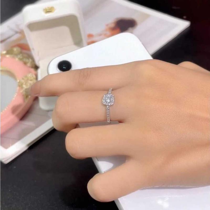 Ibu Cincin Titanium Wanita Anti Karat - Perhiasan Perempuan Mewah Elegan Silver Rings Permata 2