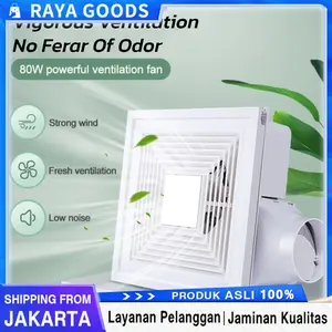 Exhaust Fan Plafon 6 8 10 12 Inch Free Selang 1.5M Kipas Ventilasi Heksos Ceiling Kamar Mandi Dapur Toilet Blower Hisap Kuat Anti Bau Asap Bonus Pipa Fleksibel Aluminium Instalasi Mudah