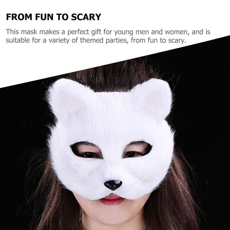 Product Introduction of 1PC Fox Mask Furry Half Face Animal Cat Mask Halloween Cosplay Party Costume 14