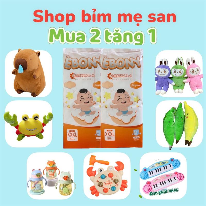 [Tặng quà] Combo 100miếng tã bỉm quần EBONY hữu cơ mềm mịn, thoáng mát đủ size cho Bé L-5XL 0