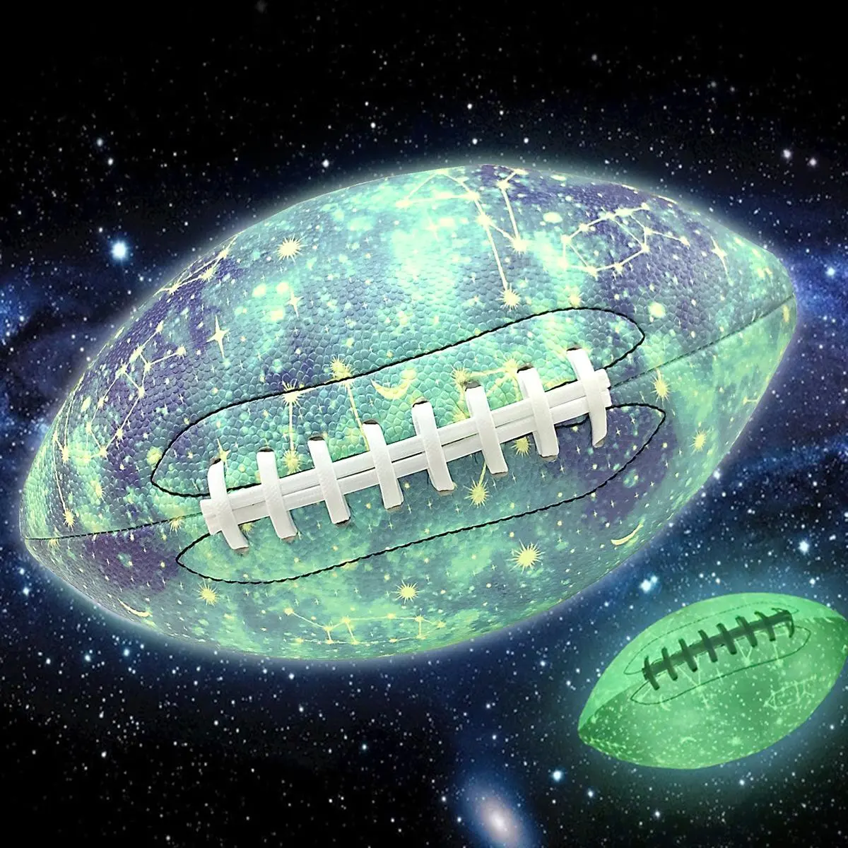 Fluorescent Size 9 American Football, Glow in the Dark Rugby, Luminous Football for Indoor Outdoor Training Game