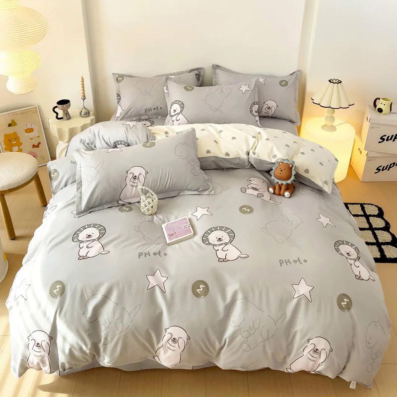 Product Introduction of EGW spring bedding set 3PCs cartoon Boys Girls bed linen Grey Lion pink bear pillowcase printed home linen for children kids 13