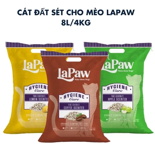 Combo 2 túi cát đất sét Lapaw 8L (Ngẫu nhiên)  + 3 thanh súp thưởng Shizuka cat vesinh chomeo vệ đấtsét cát  cho cát  cho