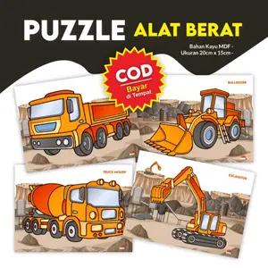 Puzzle Kayu Mainan Edukasi Anak - Seri Transportasi Alat Berat