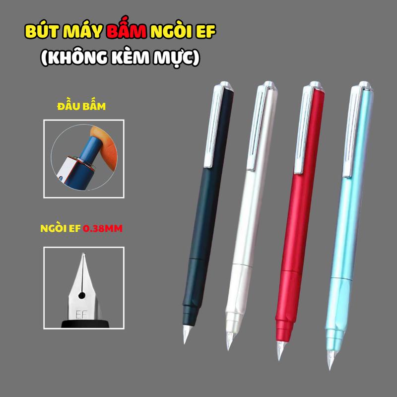 Bút Máy Bấm EF 3 Cho HS Tiểu Học Ngòi 0.38mm - Tặng 1 ống mực+ piston bơm mực lọ