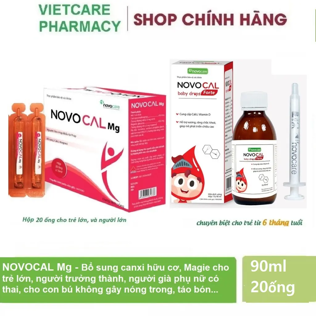 NOVOCAL - Canxi Novocal Mg Novocal Forte cho trẻ em, người lớn, người già, cho con bú