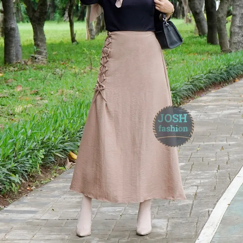 Rok simpul korea little A-Lline/Rok aesthetic cringkle airflow premium Karet Muslim Panjang 7