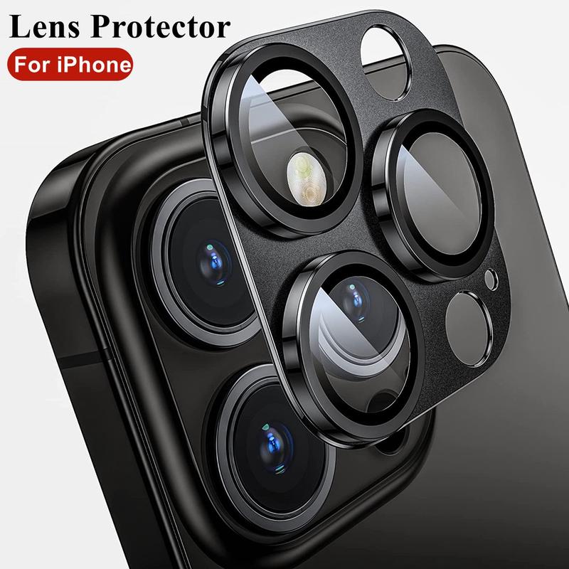 Kính bảo vệ ống kính camera toàn diện bằng kim loại cho iPhone 14 Pro Max; kính cường lực bảo vệ ống kính camera cho iPhone 11/12/13 Pro Max, Mini và Plus