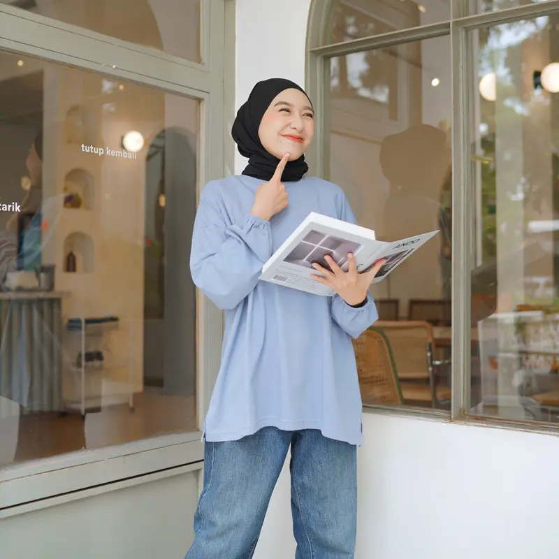 Kirei Outfit - Basic Oversize Top Lengan Panjang Karet Polos Nonbusui dan Busui 0