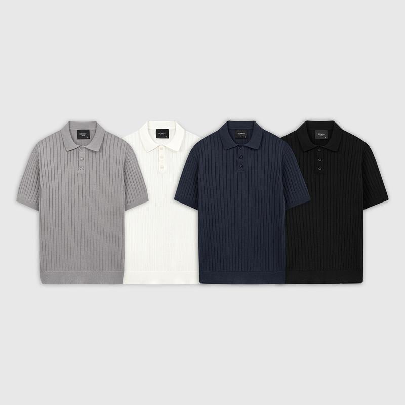 Áo polo nam ROWAY Dệt len, Cao cấp | Polo len dệt kẻ
