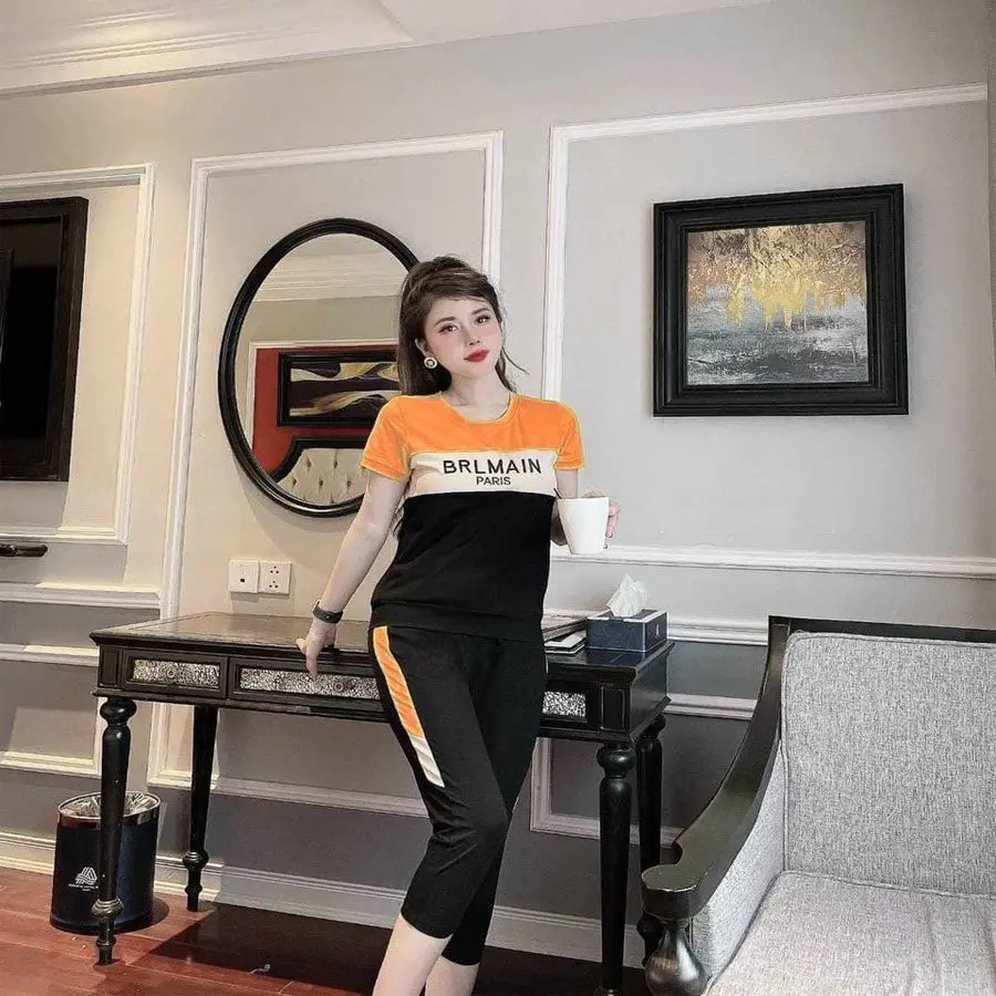 Đồ bộ nữ bộ đồ thun lửng phối Paris bigsize 85kg