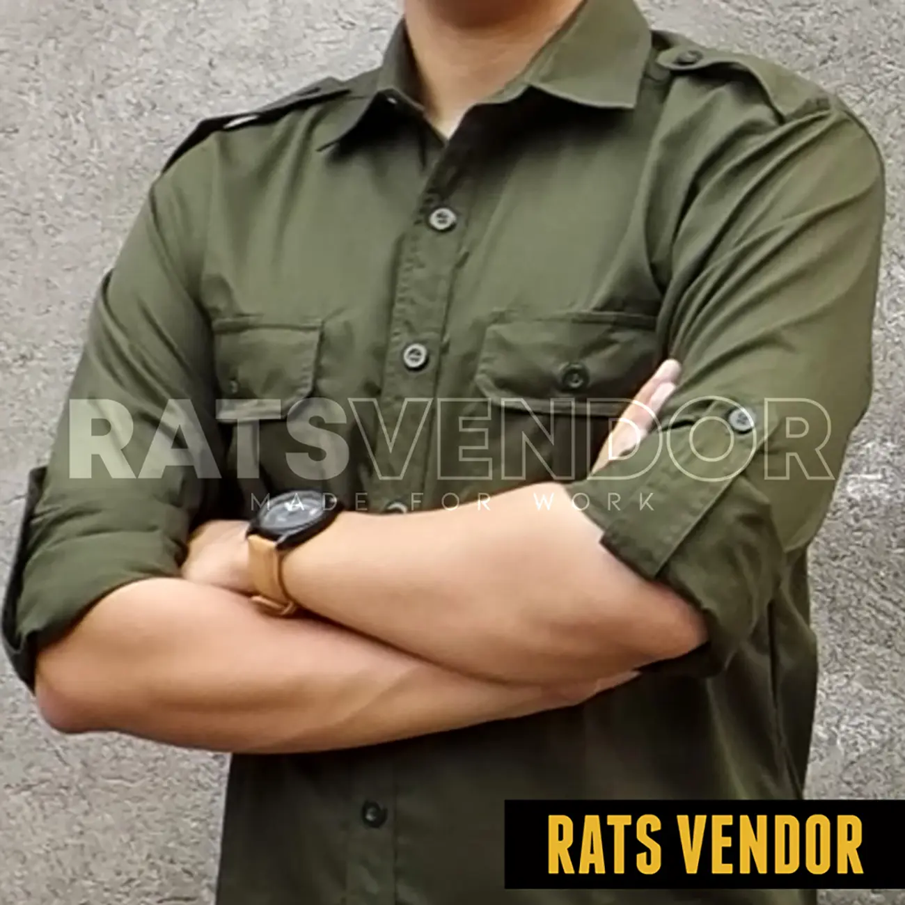 Ratsvendor Kemeja Lapangan / Outdoor / Gunung / PDL Lengan Panjang Hijau Army