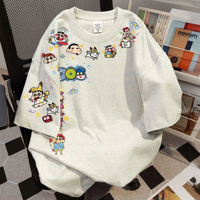 Áo Thun ngắn Tay 100% Cotton, Quần Áo Bán Chạy, Dành Cho Nam Và Nữ, Hàng Mới Về Mùa Hè, In Hình Shin-chan Bút Chì Màu Thiết Kế Đẹp, Áo Đôi Cao Cấp, Hợp Xu hướng, Năm 2025 Menswear Cổ Tròn 6