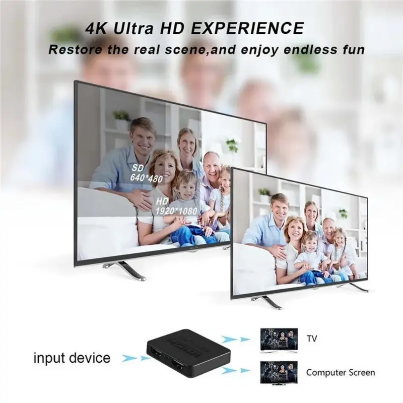 Bộ Chia HDMI, Độ Phân Giải 4K, 1 Vào 2 Ra, Màn Hình Kép, Full HD 1080p, Bộ Chia HDMI, Bộ Chia 1X2, Bộ Khuếch Đại, Tương Thích Với HDTV, DVD 3