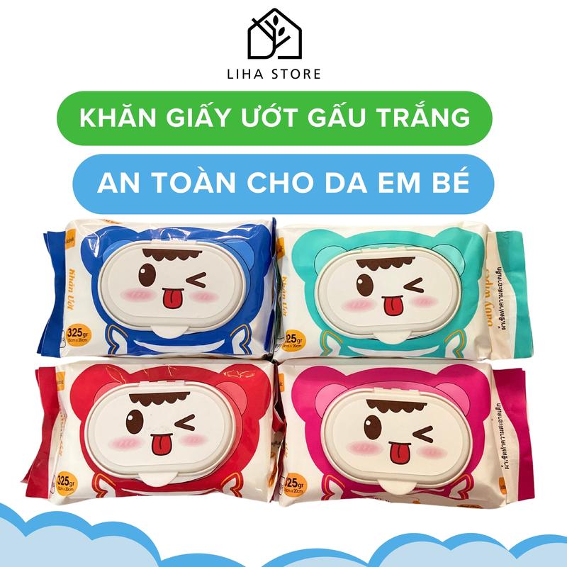 GT-325 COMBO 5 Khăn Giấy Ướt Gấu Trắng Vải không dệt mềm mịn không chứa cồn không gây kích ứng Cho Bé Khăn Ướt Cho Bé Khăn Ướt Cho Bé Khăn Ướt