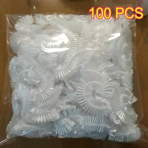 [COD] 100 pcs/set plastik pembungkus makanan yang diperbesar dan menebal/penutup piring tertutup sekali pakai/masker rambut/topi mandi/topi rambut topi perawat mandi transparan