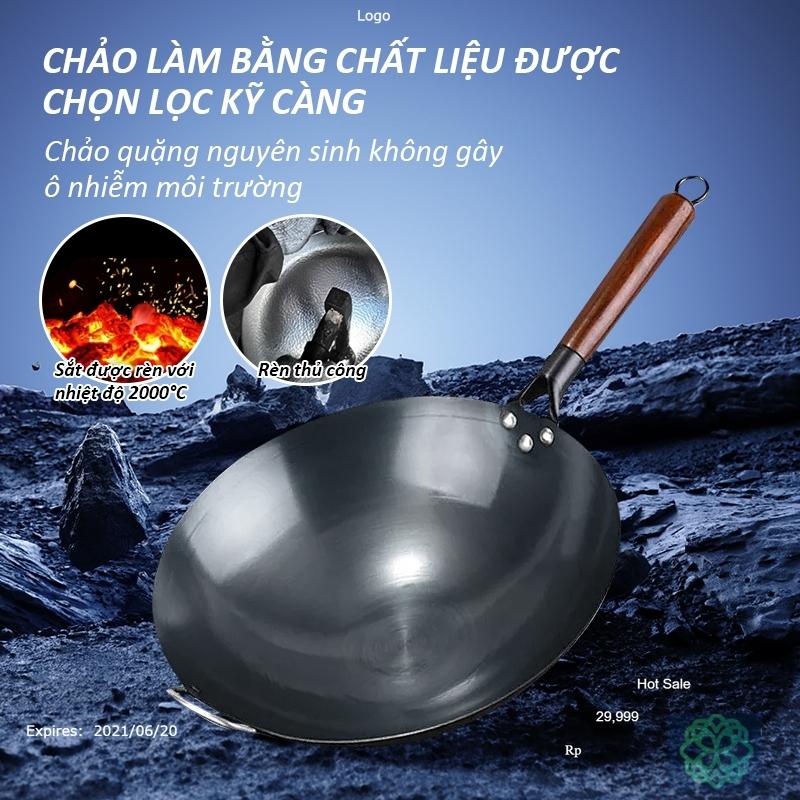Chảo Thép Tôi Cacbon không tráng phủ, không dễ rỉ, tôi dầu sẵn - Chảo Thép Tôi Siêu Chống Dính 32cm chaochongdinh  goldsun chaos aulong