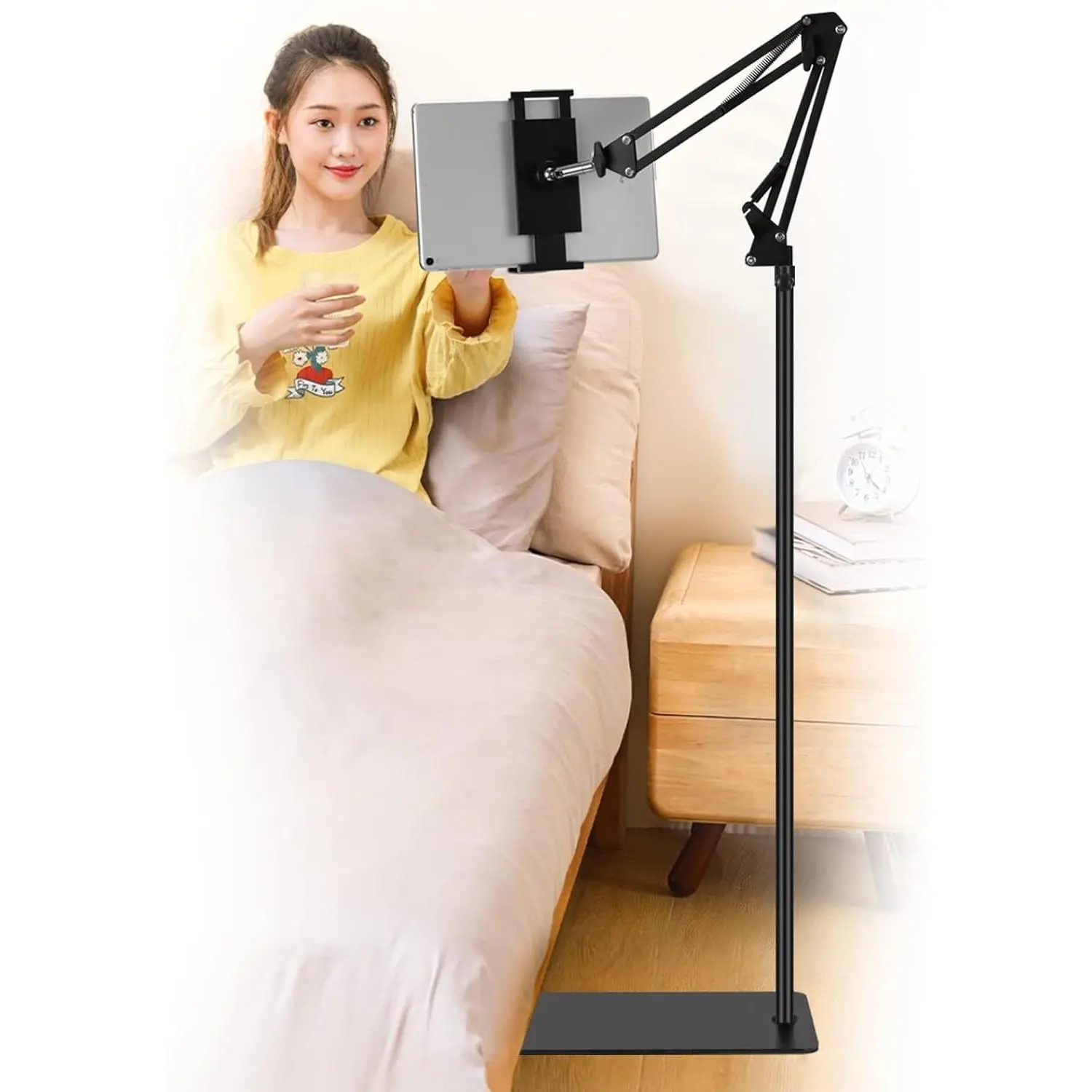 SAMHOUSING Tablet Floor Stand, Adjustable Universal 360-degree Rotatable Metal Tablet Holder, Phone Stand for iPad/iPhoneX/iPad Pro or Other 4.7~12.9 Inch-Screen Devices (Black)