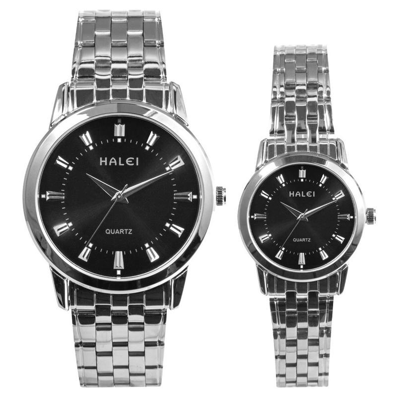 Đồng Hồ Cặp Nam Nữ Halei Trơn Gương Cao Cấp