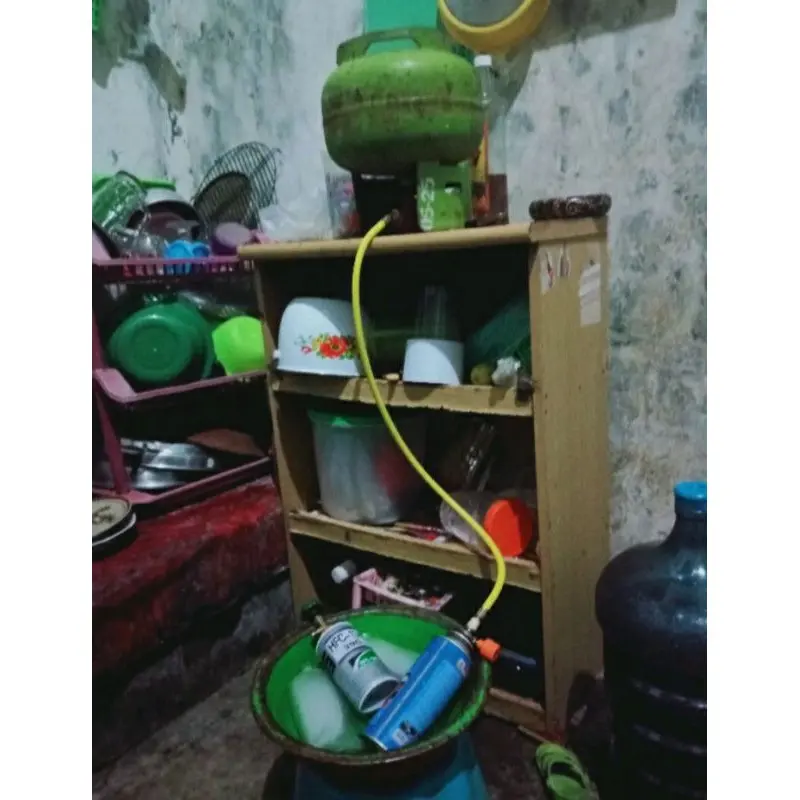 refil alat isi ulang gas kaleng portabel selang manifold kaleng freon AC flushing pipa kapiler AC 5