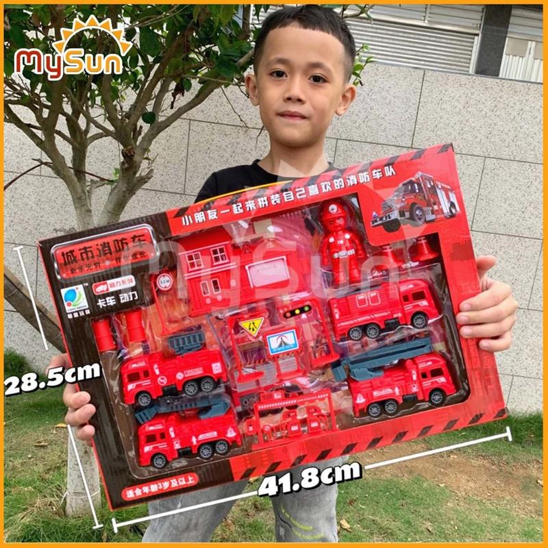 Bộ xe ô tô lính cứu hỏa trẻ em mô hình đồ chơi cho bé trai MySun