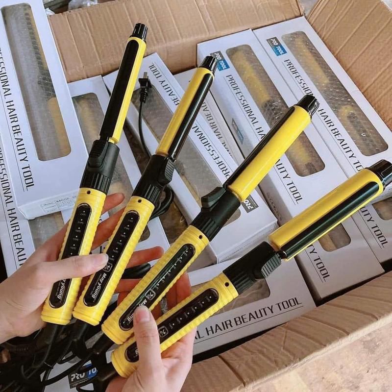 Máy uốn tóc xoăn vàng cảm ứng May Young phủ sứ ceramic bóng mượt tóc