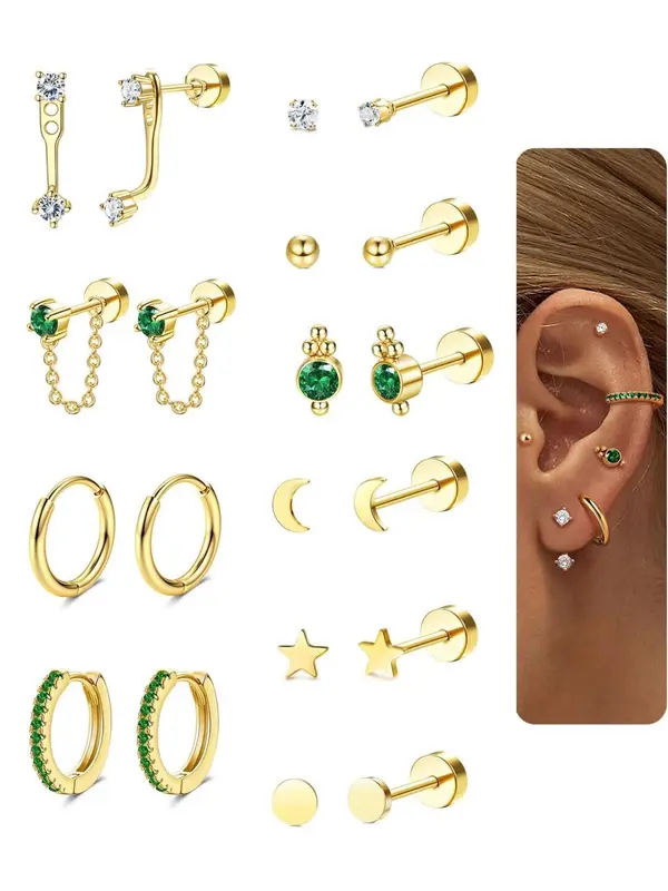 Elegant Mixed Rhinestone Decor Earrings Set, 2024 New Style Fashionable Earrings for Women & Girls, Trendy All-match & Exquisite Jewelry for Birthday Gift 0