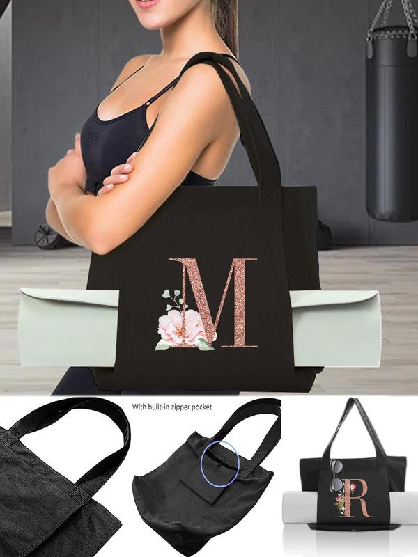 Letter Pattern Yoga Mat Storage Tote Bag, Large Capacity Sports Bag, Outdoor Sports Yoga Mat Storage Bag, Fitness Yoga Accessory Organizer 2
