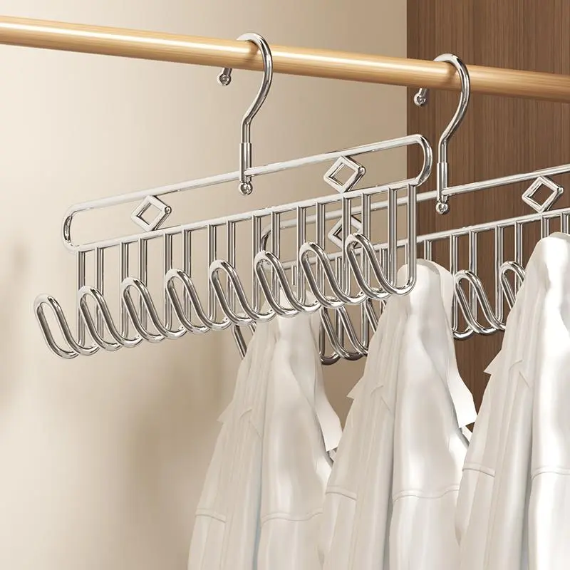 Móc treo quần áo đa chức năng, chất liệu thép không gỉ, móc đeo, thích hợp cho ký túc xá, đồ lót, khăn quàng cổ và cà vạt, lưu trữ tại nhà, dụng cụ hữu ích, 3 miếng