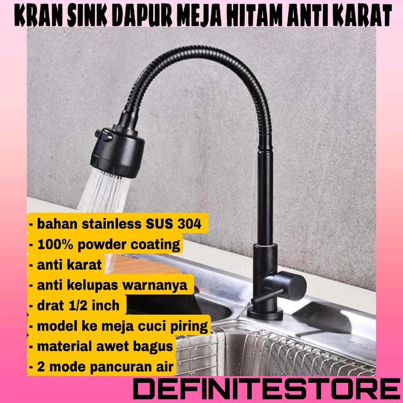 Product Introduction of Kran Sink Dapur Cuci Piring Hitam Stainless Sus 304 Model Meja Bak Cuci Piring Anti Karat Air Flexible keran angsa shower fleksibel 27