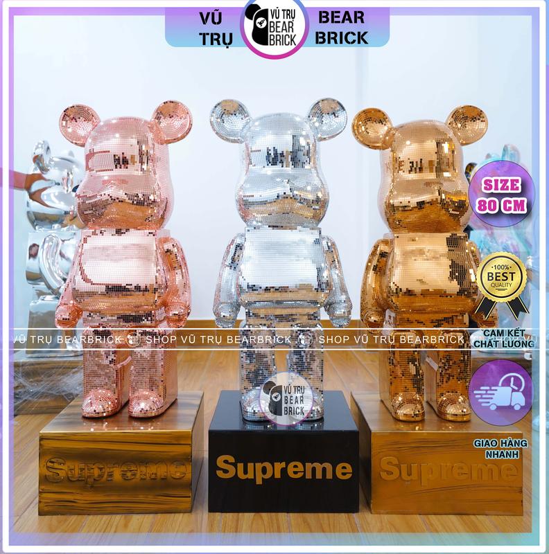 Size 100 cm Mô Hình Tượng Gấu Bearbrick Bling Decor Trang Trí Nhà Cửa Showroom - Size 100 cm
