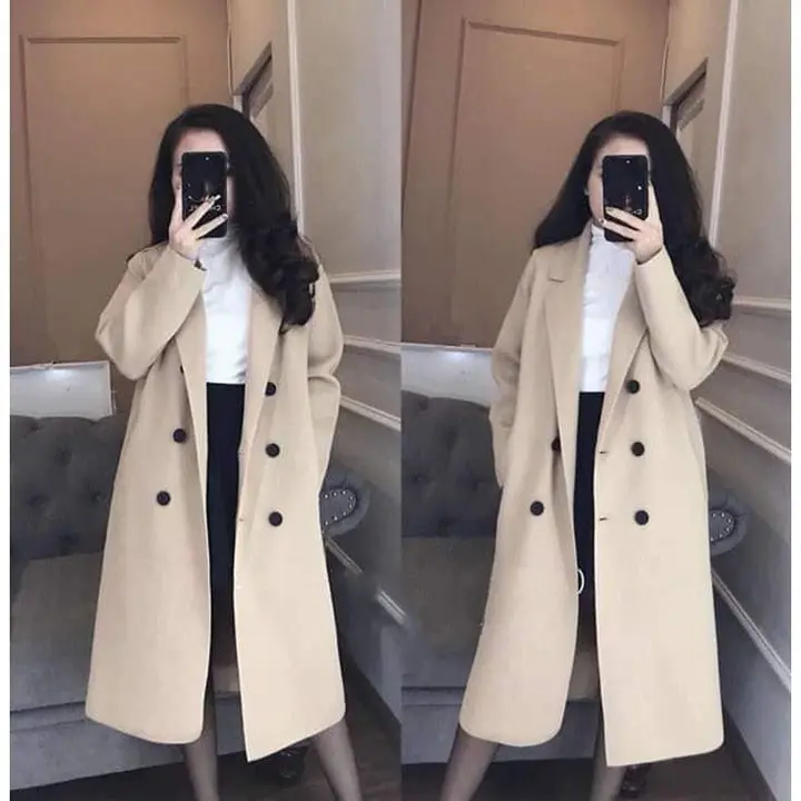 Áo dạ nữ ép nữ dáng dài thời trang hàn quốc 2 màu nâu và be đủ size